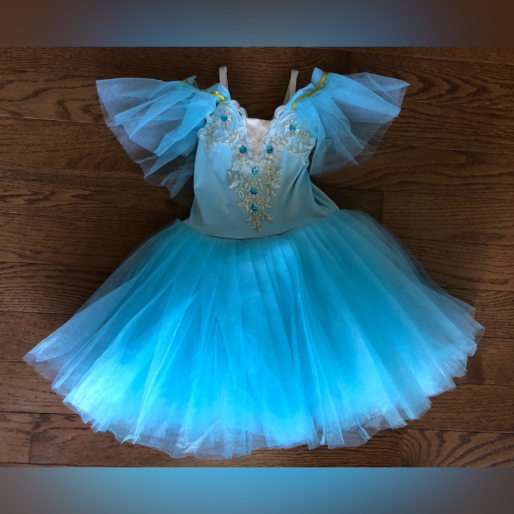 Ice Blue Tulle Skirt Leotard-size 5T